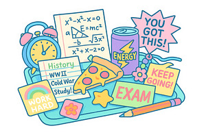 Back to school essentials including, an Illustration by Dvoevnore photos