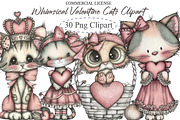Whimsical Valentine Cats Clipart, an Illustration by designcity5 (Thumbnail 1 of 5)