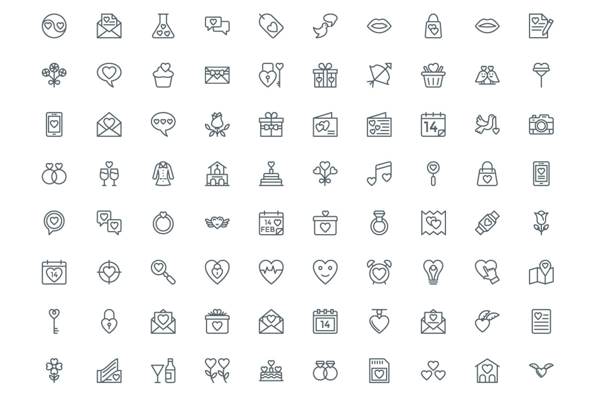 450 Love and Wedding Line Icons, an Outline Icon by Vectors Market (Photo 3 of 6)