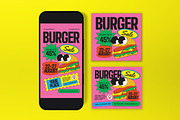 Pink Quirky Burger Sale Flyer Set, a Flyer Template by graphicook (Thumbnail 3 of 3)