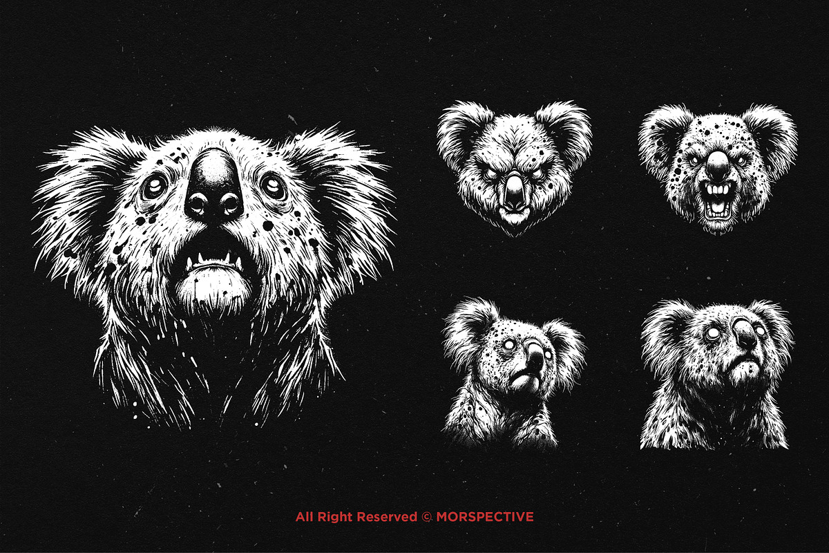 10 Bundle Dark Art Koala Animal Wild, an Illustration by Morspective (Photo 5 of 7)