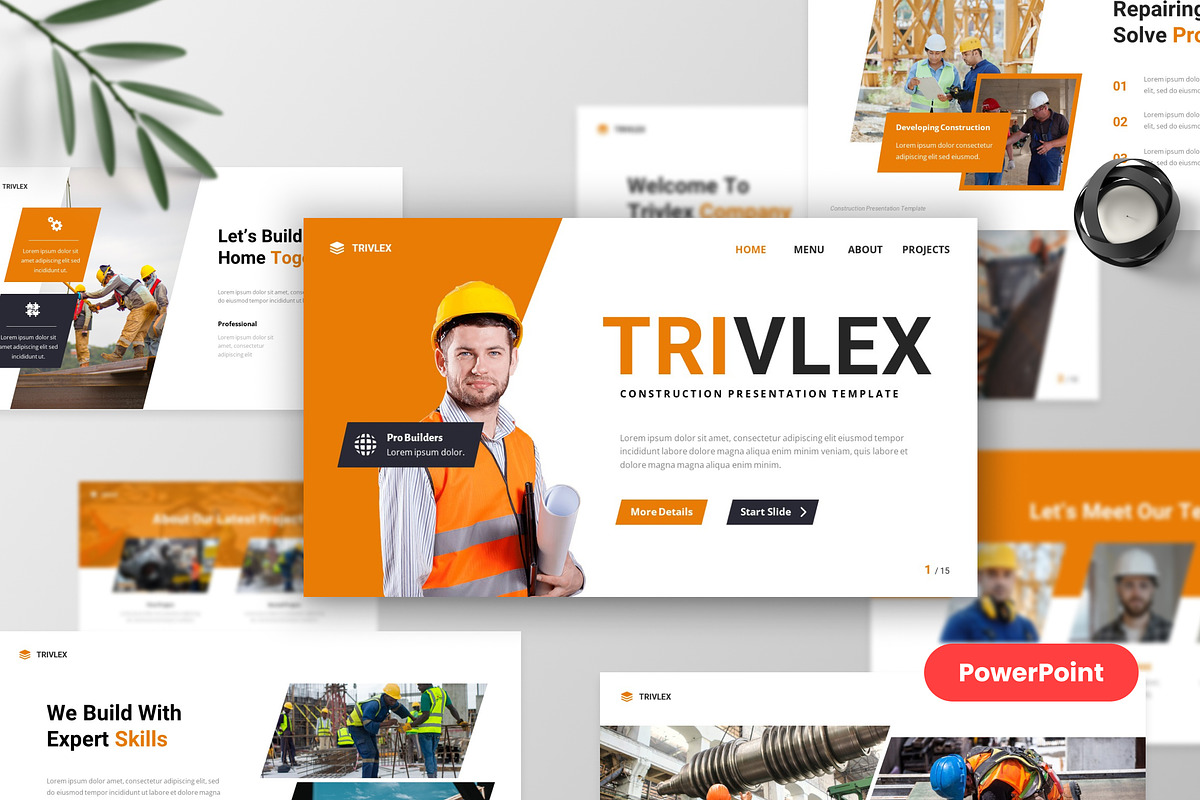 Trivlex - Construction PowerPoint, a Presentation Template by MtvtdArt (Photo 1 of 6)
