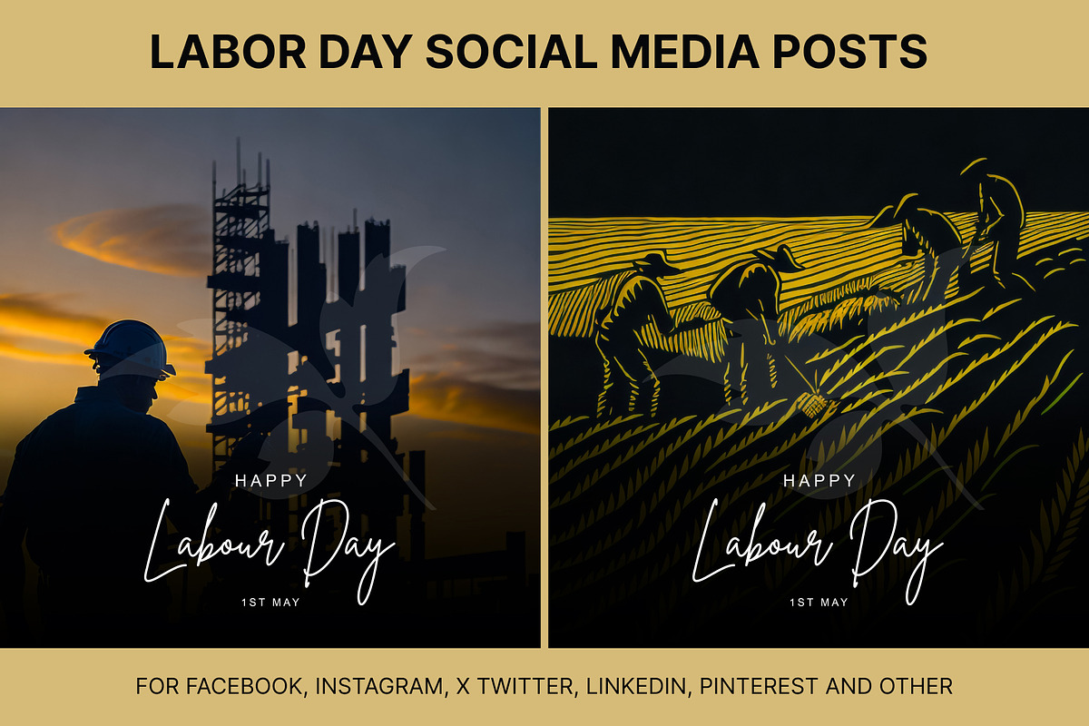 61 Labor day social media posts set, a Social Media Template by Walldecorated (Photo 2 of 29)