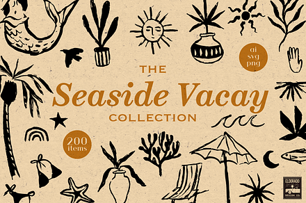 Boho Beach Vacation Resort Graphics, a Decorative Illustration by Eldorado Design Co.