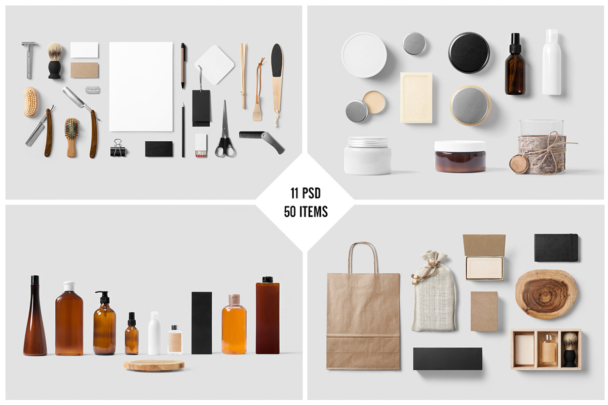 Barber & Cosmetics Branding Mock-Up, a Product Mockup by forgraphic™ (Photo 2 of 4)