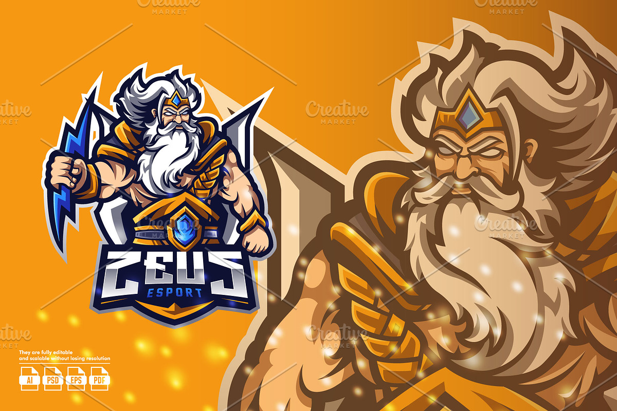 Zeus Mascot Esport Logo, a Branding & Logo Template by prps.std (Photo 1 of 3)