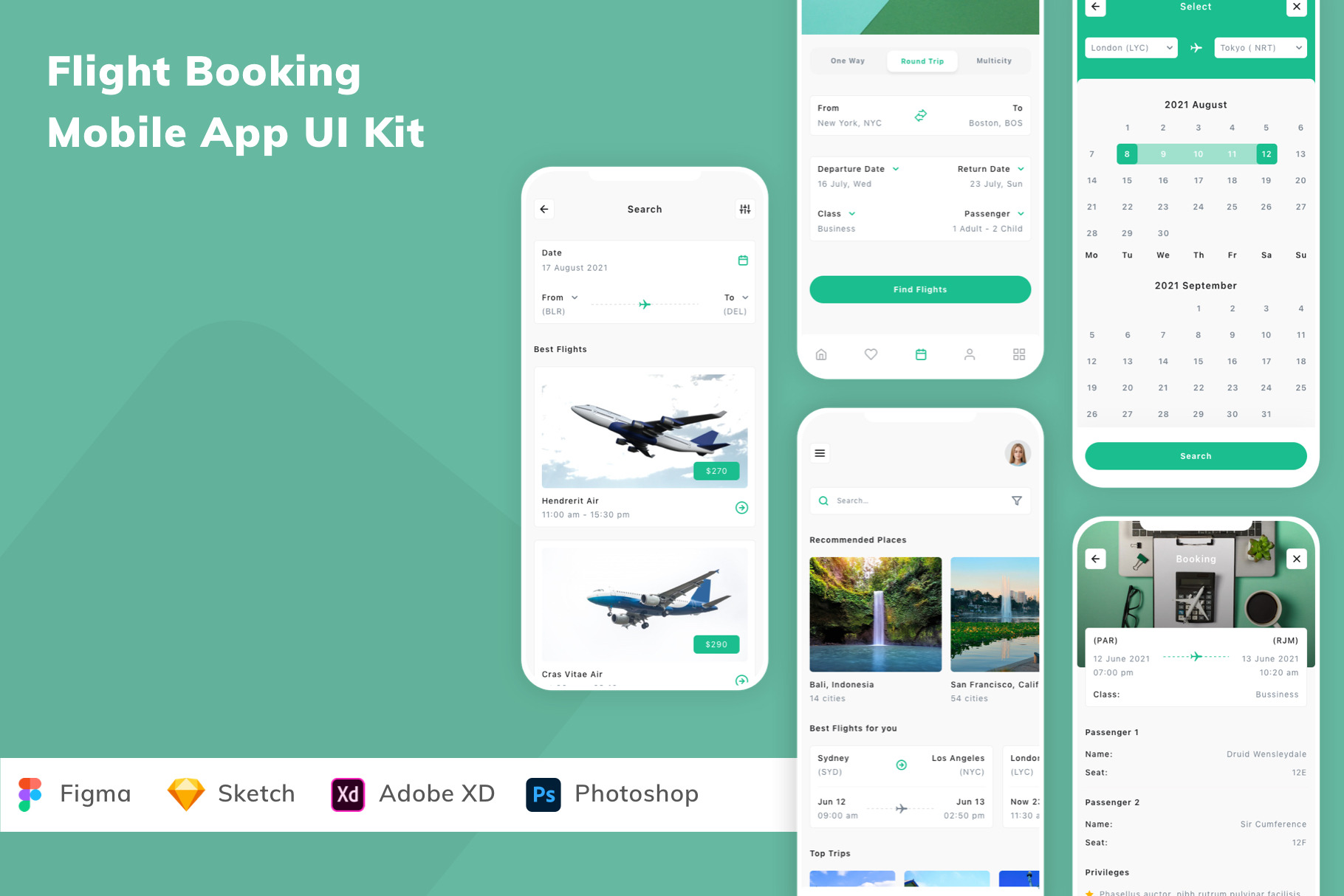Flight Booking Mobile App UI Kit, an UI Kit Template by Betush