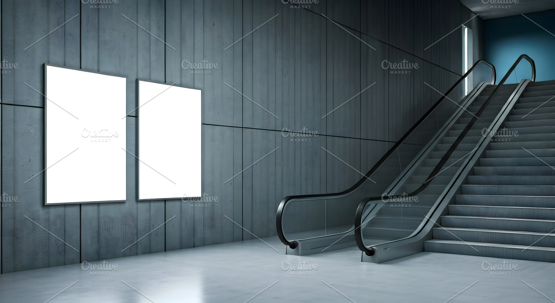 Blank Posters in Modern Subway Stati, a Business Photo by Stock Shape