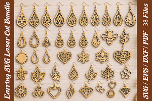 Earring SVG Laser Cut Bundle, an Object Graphic by DreamCafeArt