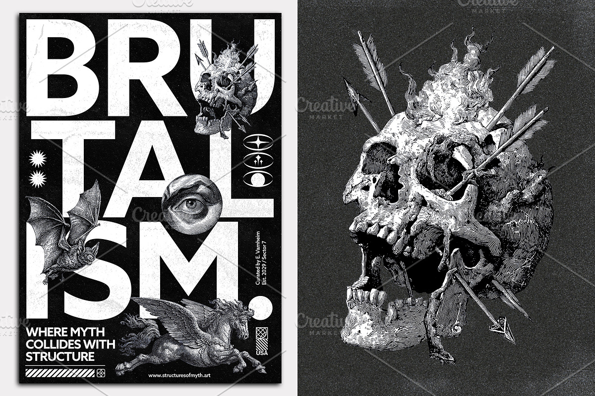 Brutalist Anomalies Poster Set, a Poster Template by Black Cat Studio (Photo 2 of 11)