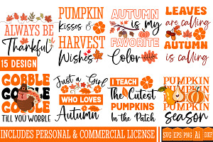 Thanksgiving SVG Bundle, a Seasonal Illustration by Digital Artistic99