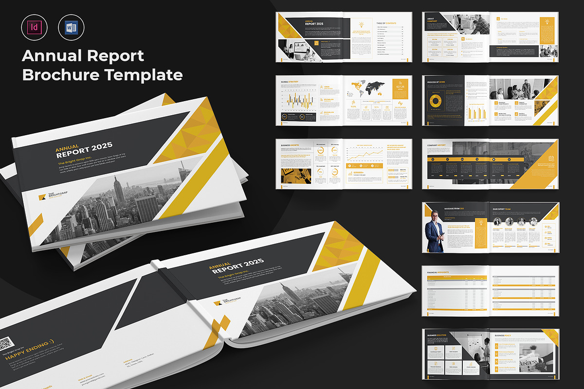 Horizontal Annual Report Brochure, a Brochure Template by TheBrightGrap (Photo 1 of 19)