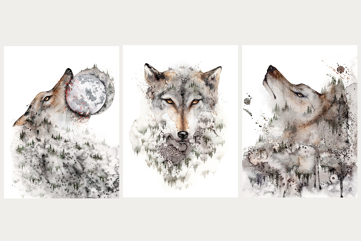 Forest Wolf. Watercolor Wall Art, an Animal Illustration by Lumitar (Photo 2 of 8)