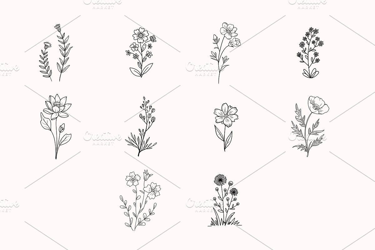 50 Hand Drawn SVG Floral Leaves, a Decorative Illustration by BoudaTemplate (Photo 2 of 3)