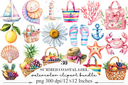Preppy Summer Coastal Girl Clipart, an Illustration by Designking (Thumbnail 1 of 5)
