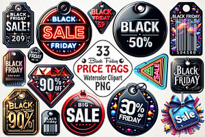 Black Friday Price Tags PNG Bundle, an Illustration by RobertsArt