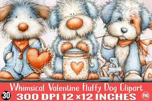 Whimsical Valentine Fluffy Dog Clipa, an Illustration by SVGArt