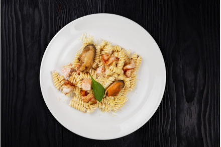 Seafood Pasta with mussels salmon, a Food & Drink Photo by Jan Jack Russo Media