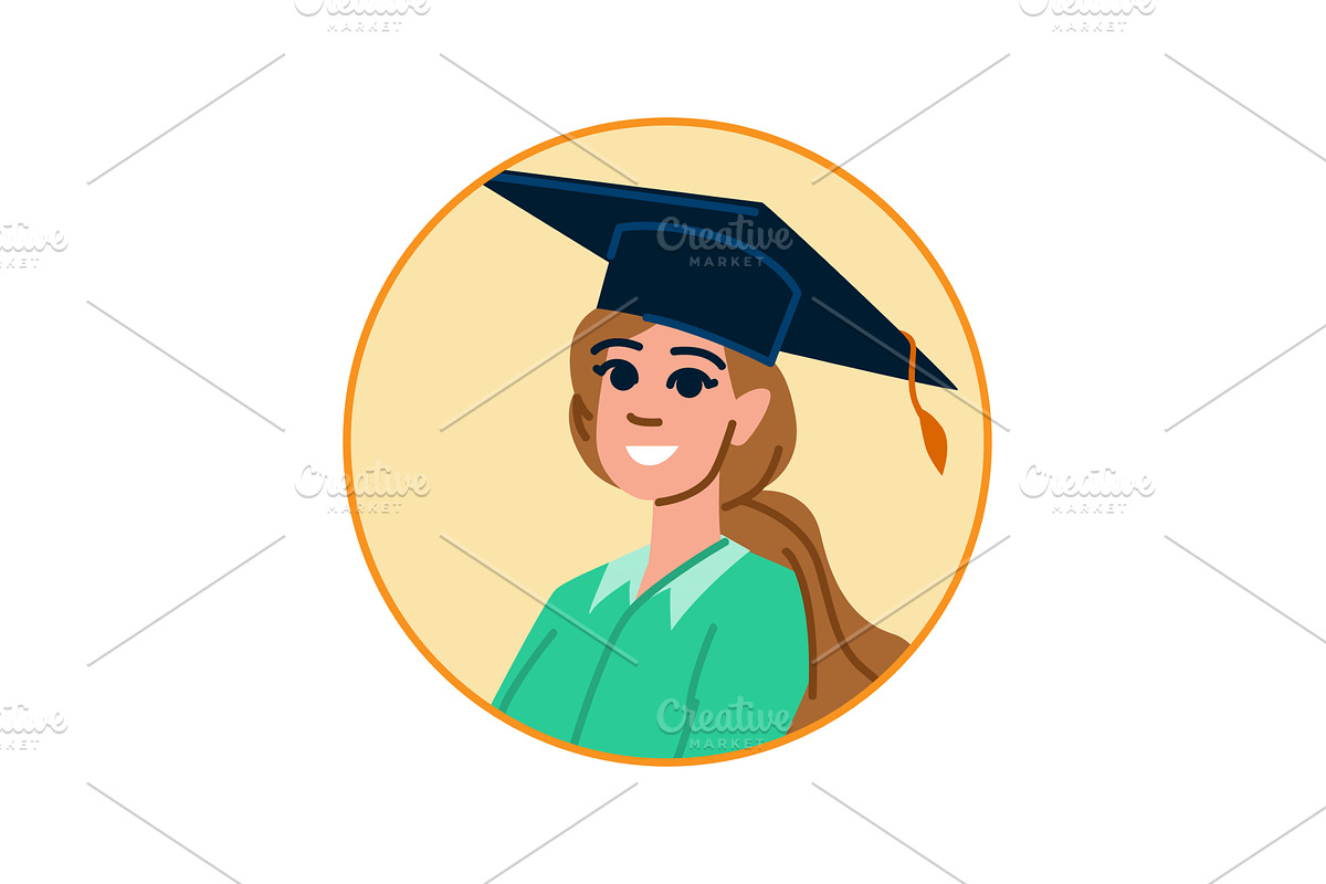 Portrait of smiling graduate student, an Object Illustration by pikepicture