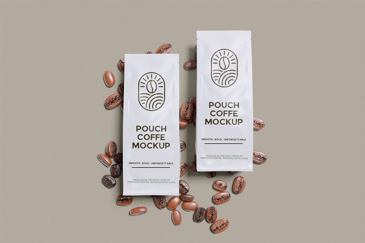 Coffe Pouch Mockup, a Packaging Mockup by Pikachudesign (Photo 3 of 5)