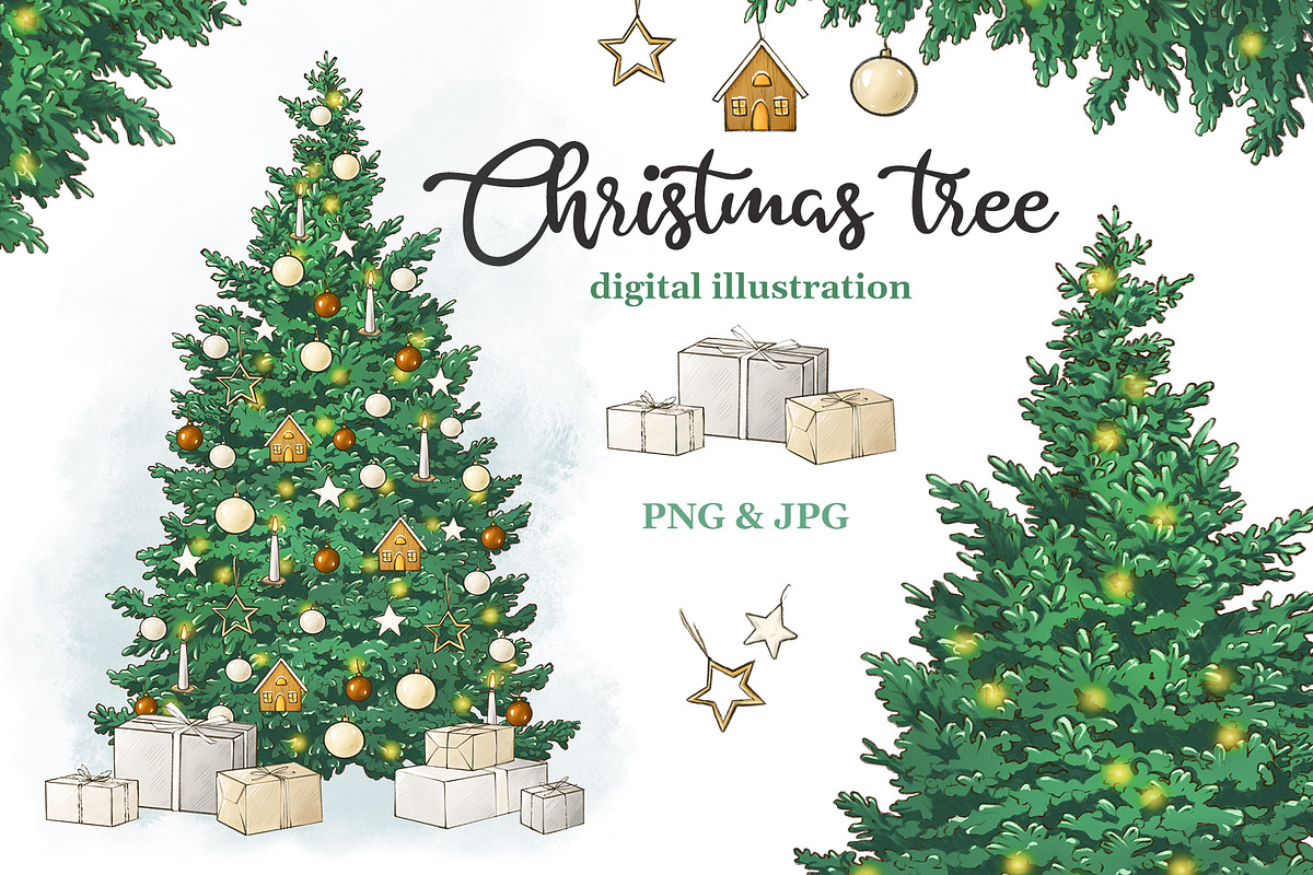 Christmas tree and gift boxes PNG, a Decorative Illustration by Blowballmay (Photo 1 of 6)