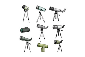 Telescope Set Cartoon Vector