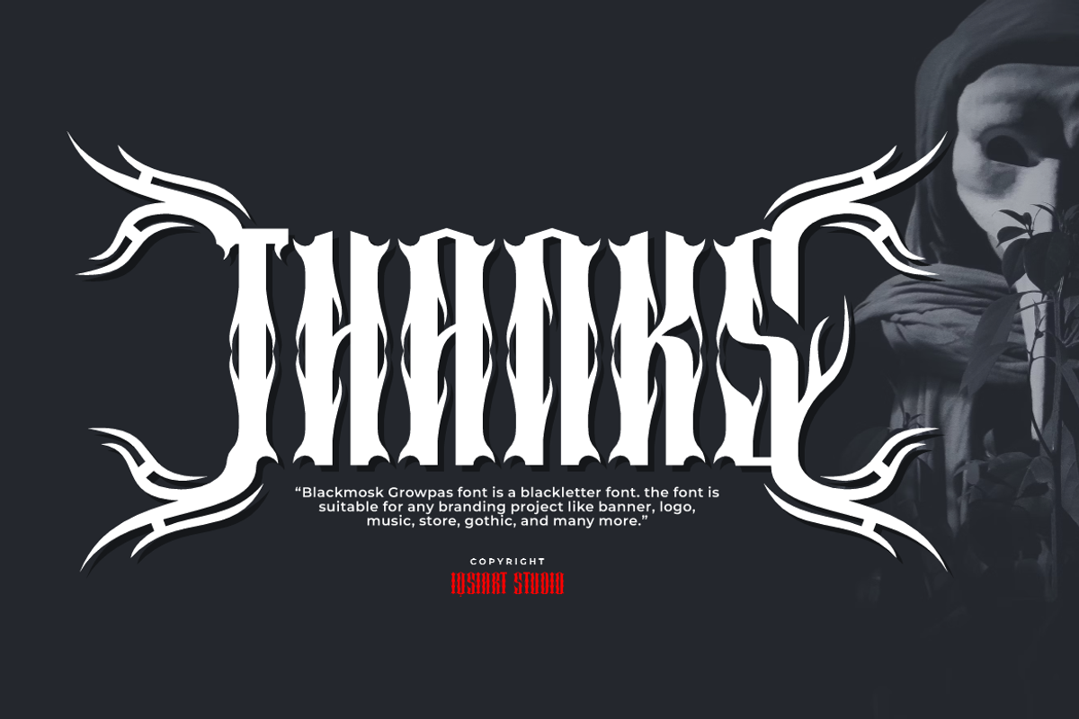 Blackmosk Growpas - Blackletter Font, a Blackletter Font by Iqsiart Studio (Photo 9 of 10)