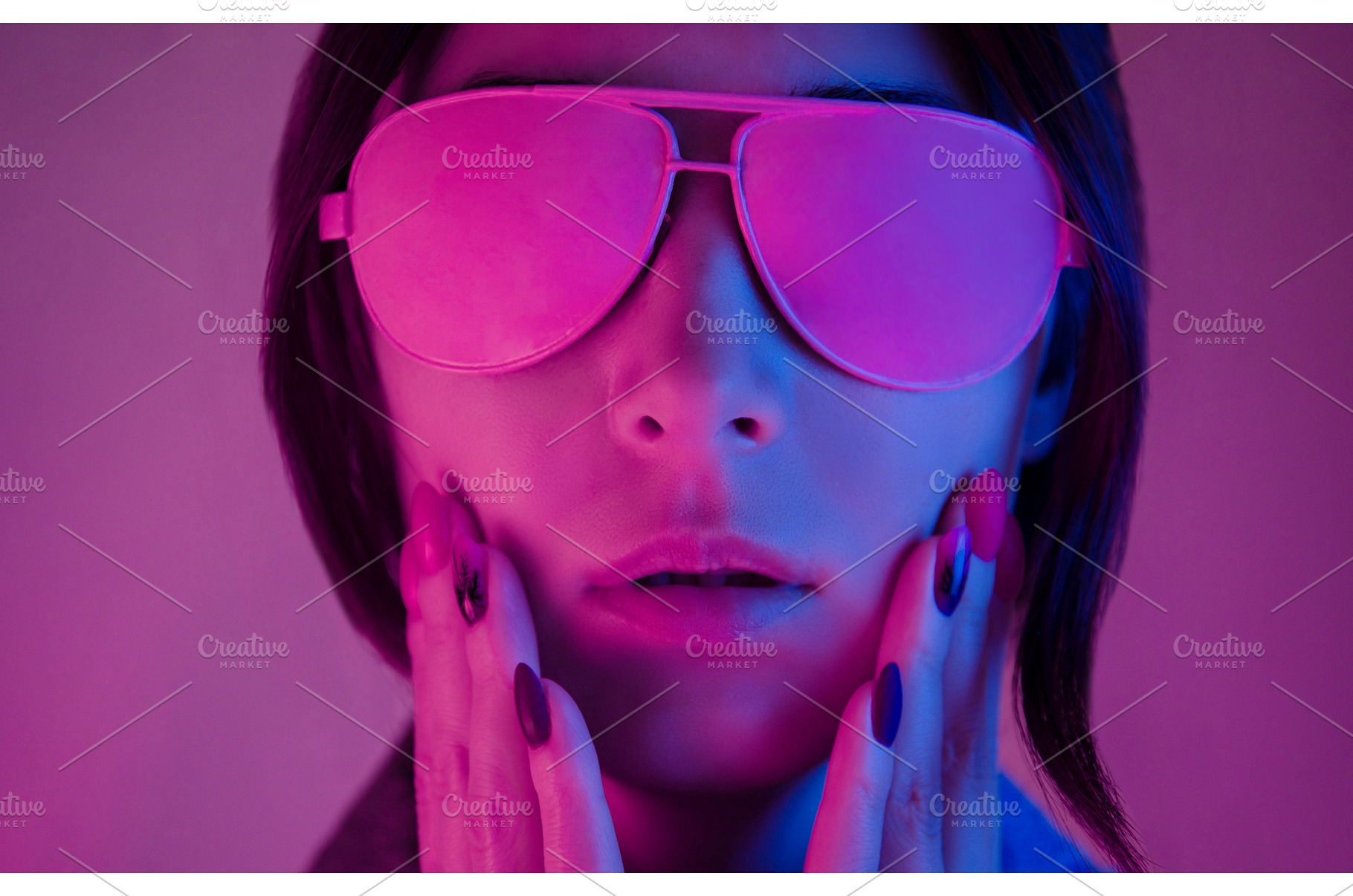 Portrait of a young woman in neon, a Person Photo by P&G
