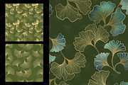 Green and Gold Ginkgo Patterns, a Texture Graphic by Digital Curio (Thumbnail 2 of 5)