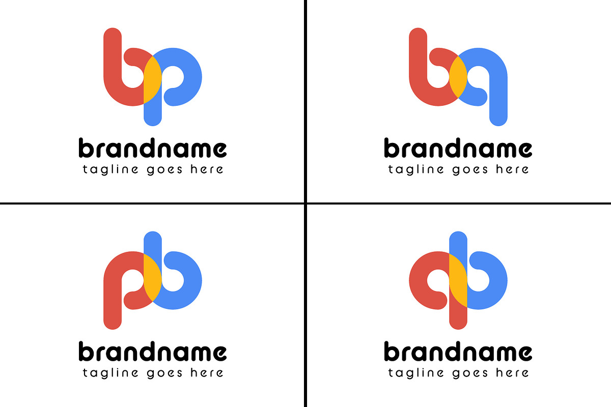 Letters bp pb bq qb Playful Logo, a Branding & Logo Template by Pray Art Design Studio