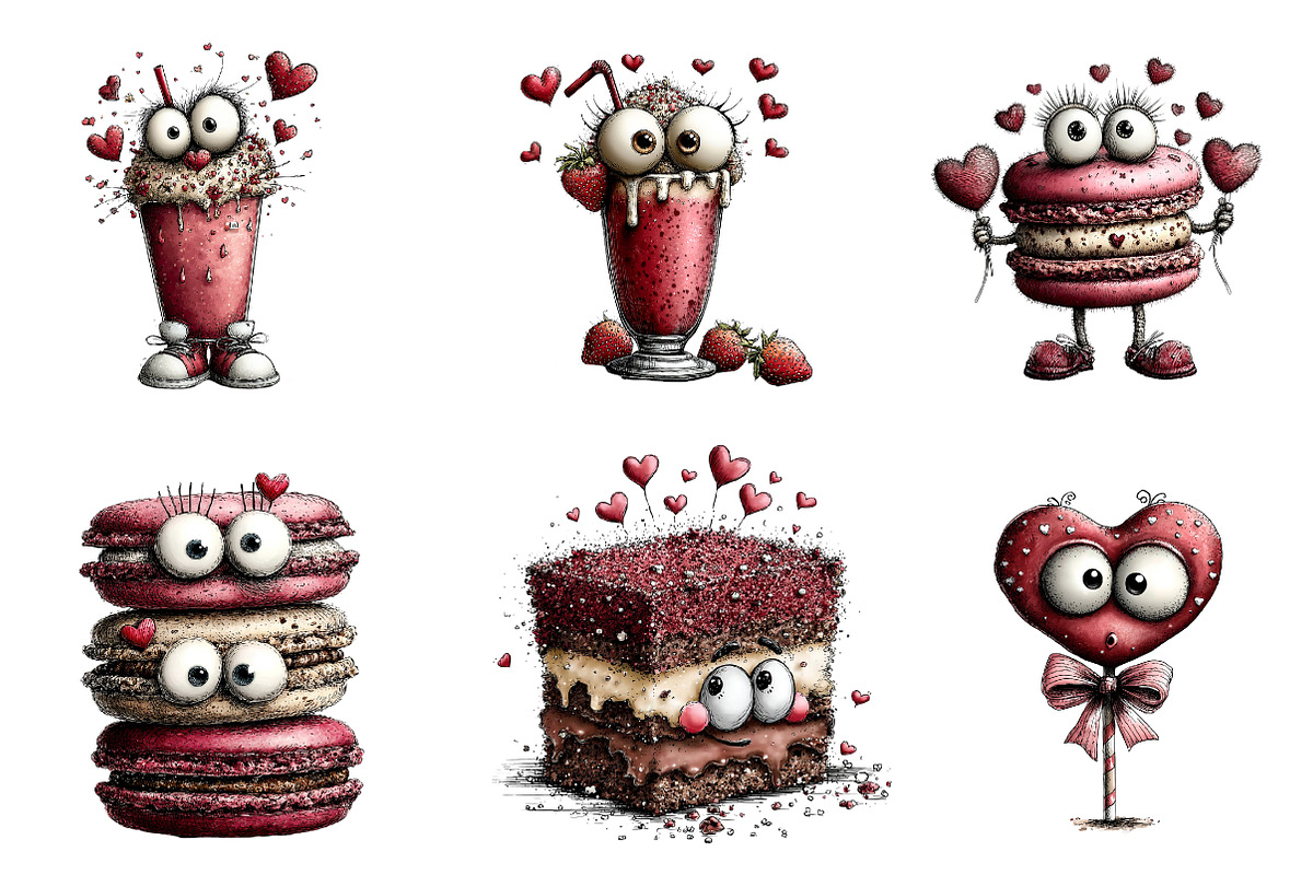 Quirky valentines sweets clipart, an Illustration by CreationArt (Photo 2 of 6)