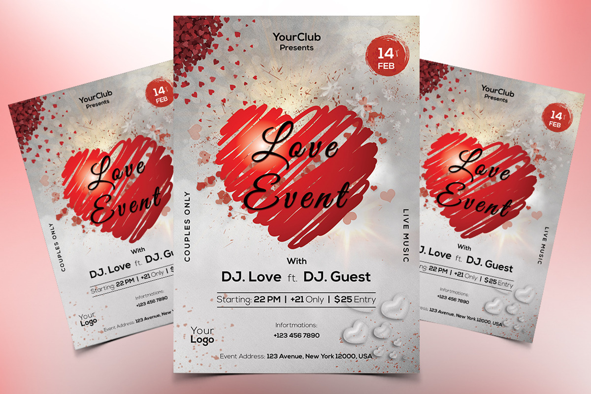 Love Event Party PSD Flyer Template, a Flyer Template by Naim Selmani (Photo 1 of 2)