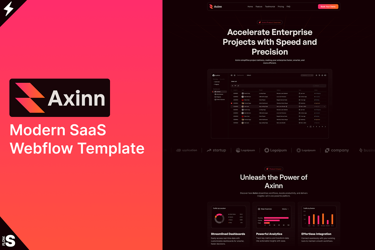 Axinn - Figma Modern SaaS Template, a Landing Page Template by Flow Samurai Templates (Photo 7 of 12)