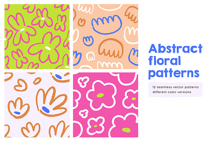 Abstract floral seamless pattern set, a Pattern Graphic by Good Studio