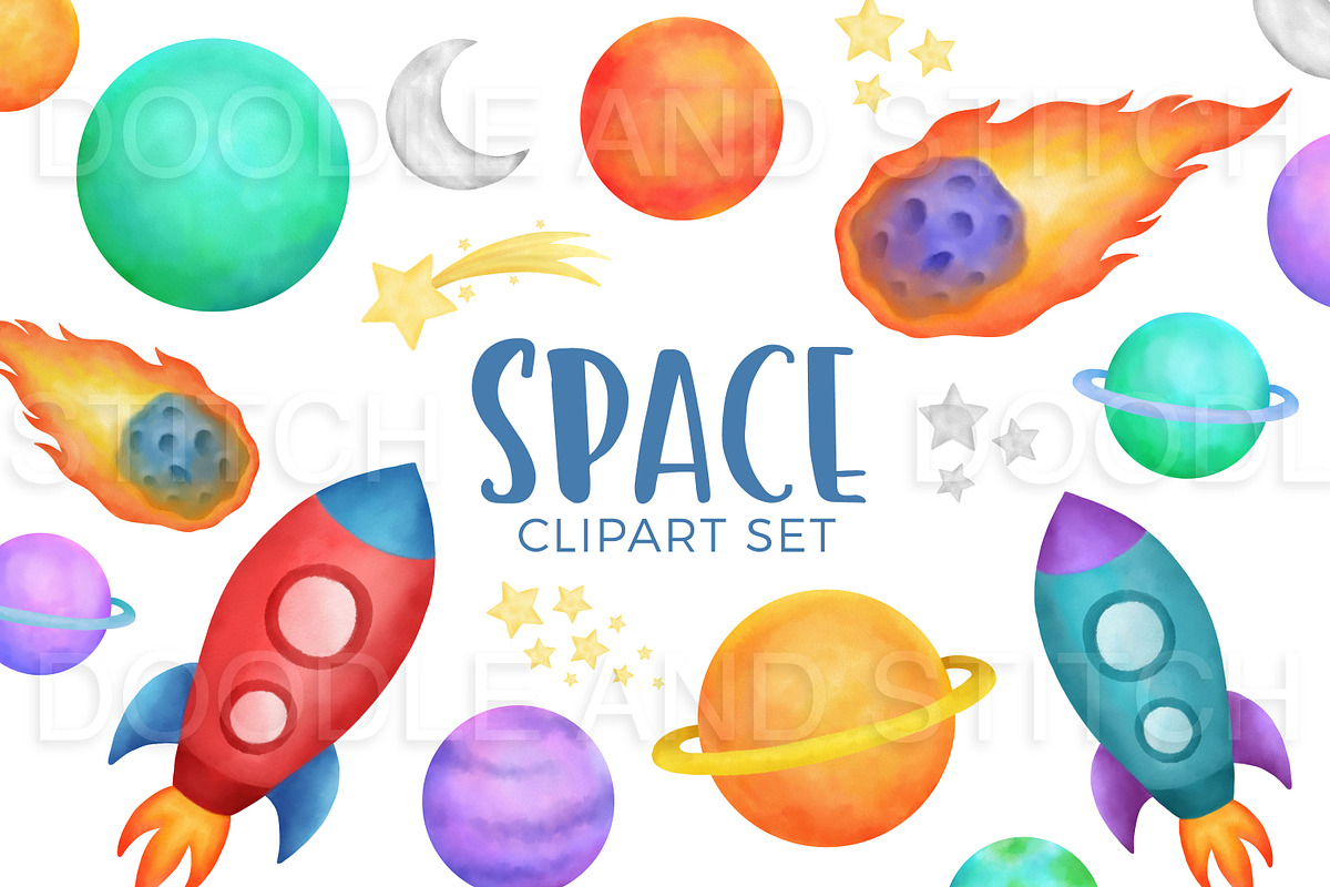Watercolor Space Illustrations, an Illustration by Doodle and Stitch (Photo 2 of 4)