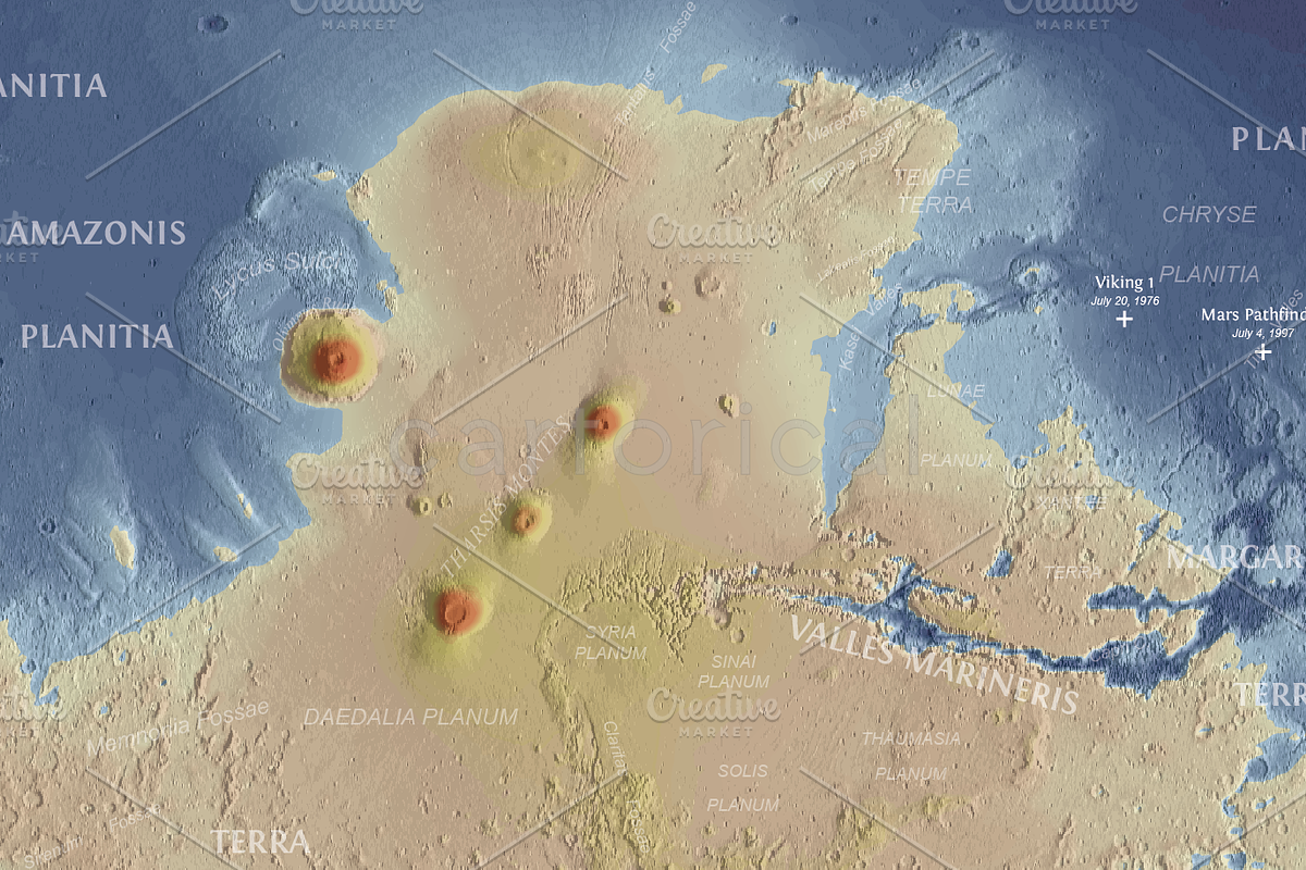 Mars Topographic Vector Map