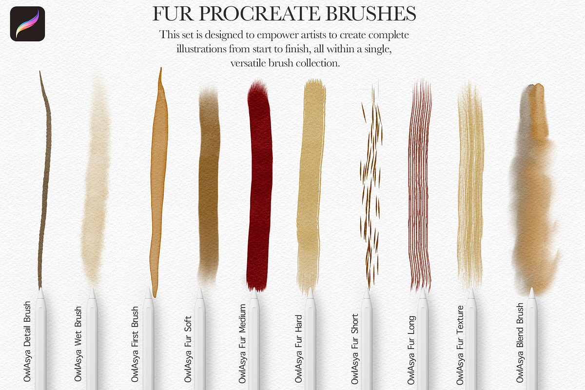 Watercolor Fur Procreate Brushes, a Brush Add-On by owlasya (Photo 6 of 7)
