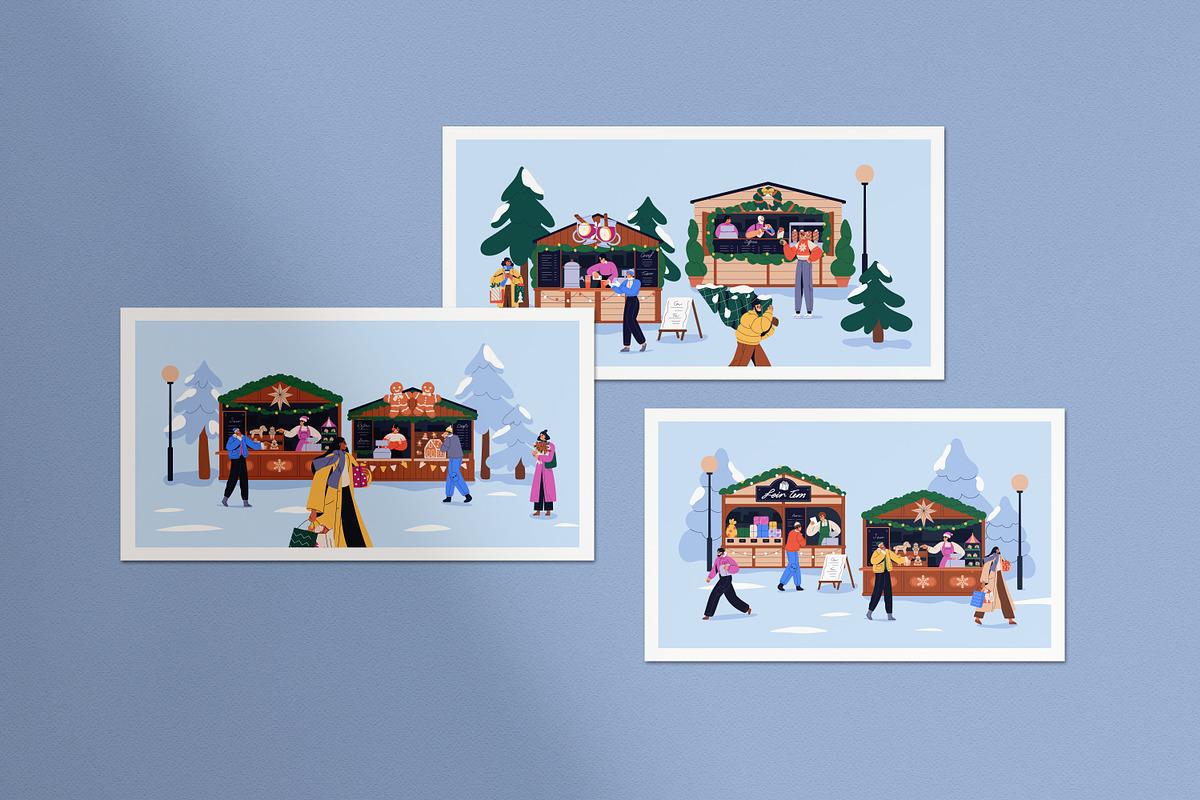 People at Christmas market, fair set, a Seasonal Illustration by Good Studio (Photo 8 of 8)