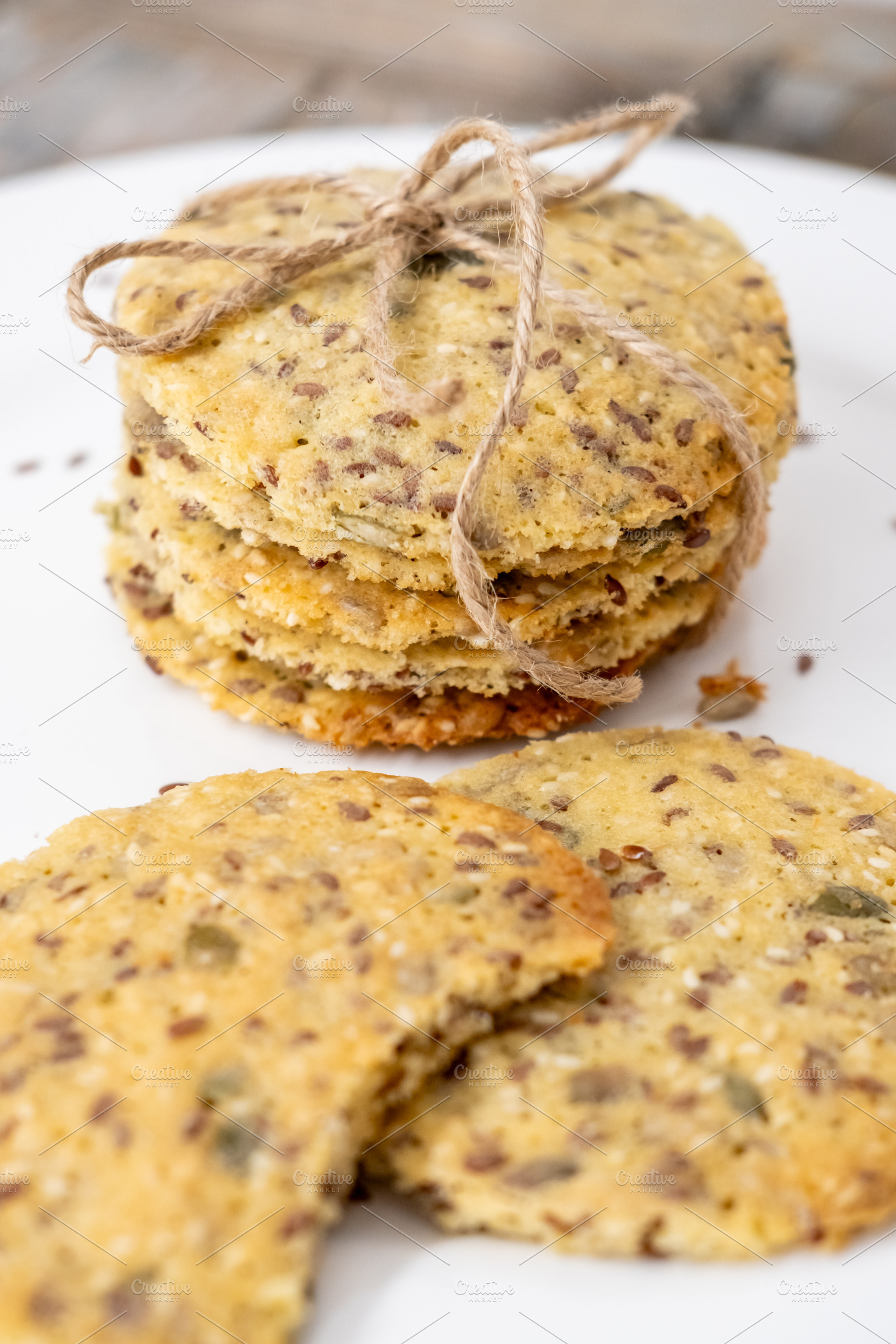 Crunchy biscuits diet snack crispbread cookies, a Food & Drink Photo by Photo Drive Studio