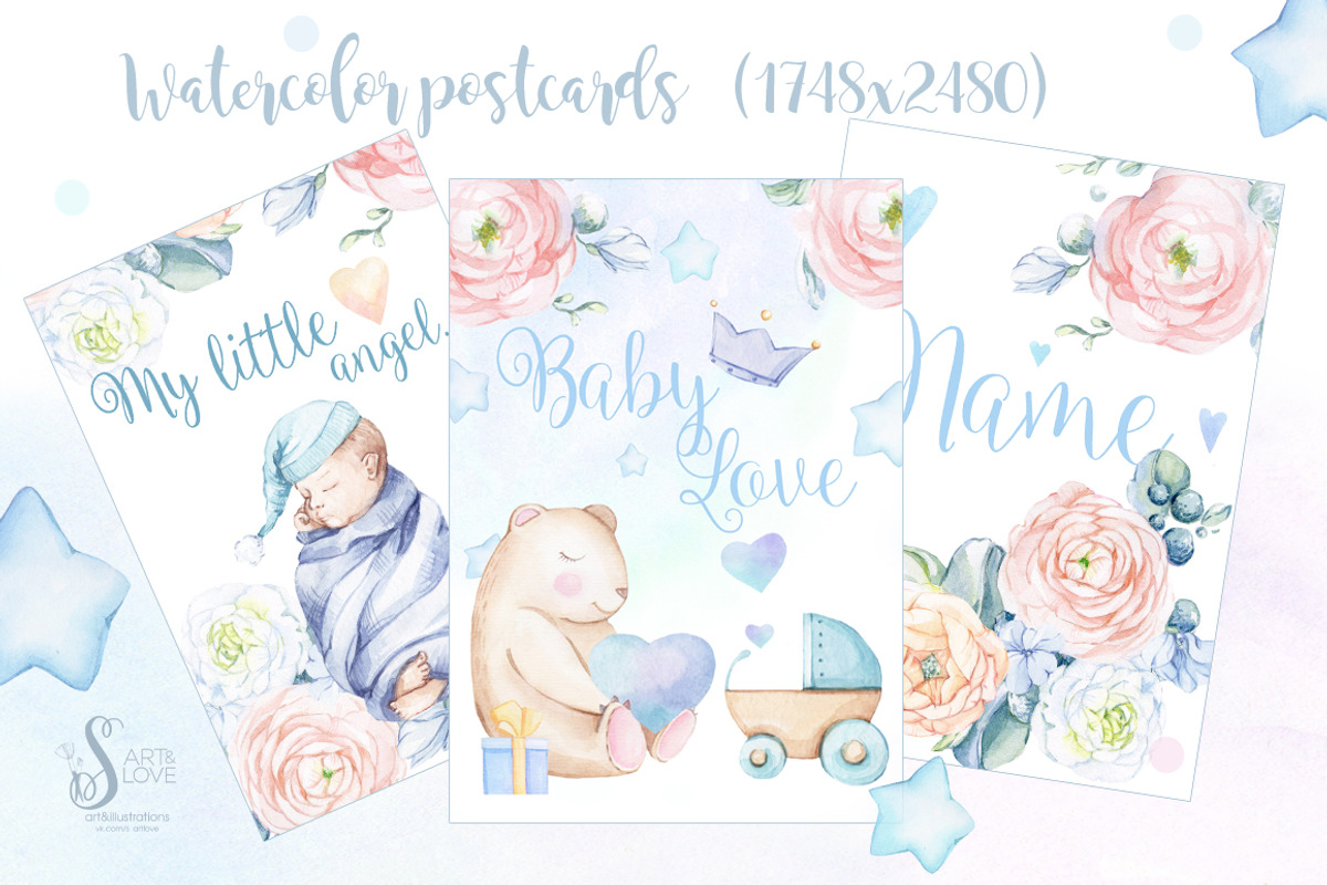 Watercolor NEW Honey Baby BOY, an Animal Illustration by S_ARTLOVE (Photo 7 of 9)