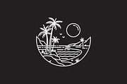 tropical beach monoline design, a Branding & Logo Template by Saba Vector (Thumbnail 2 of 3)