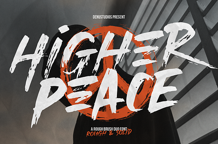 Higher Peace | Rough Brush Duo Font, a Font by Denustudios