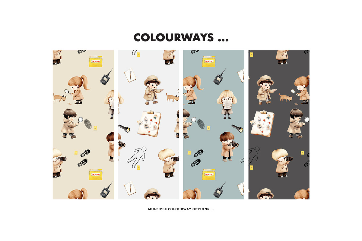 Young detective seamless pattern, a Pattern Graphic by Milatoo (Photo 2 of 6)