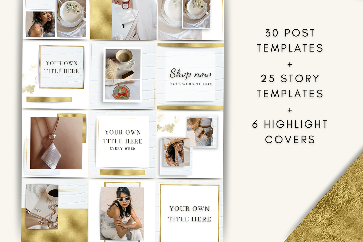 White and Gold Instagram Template, a Social Media Template by Innova Studio (Photo 2 of 10)