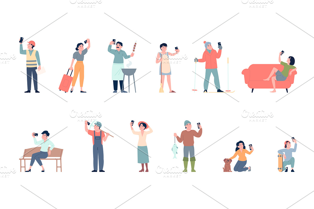 Selfie characters. People with, a Person Illustration by LadadikArt