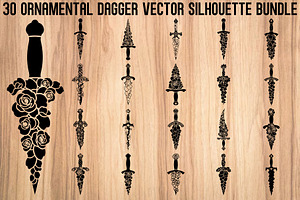 Ornamental Dagger Silhouette Bundle