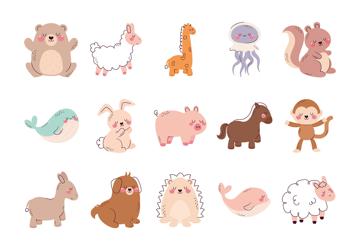 Cute Animals Illustration Set