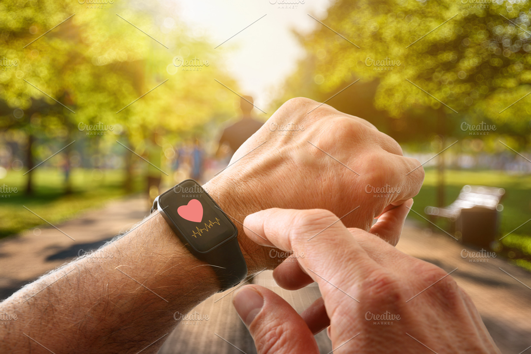 Monitoring physical activity on a smartwatch outdoors, a Sports & Recreation Photo by Davizro's Market