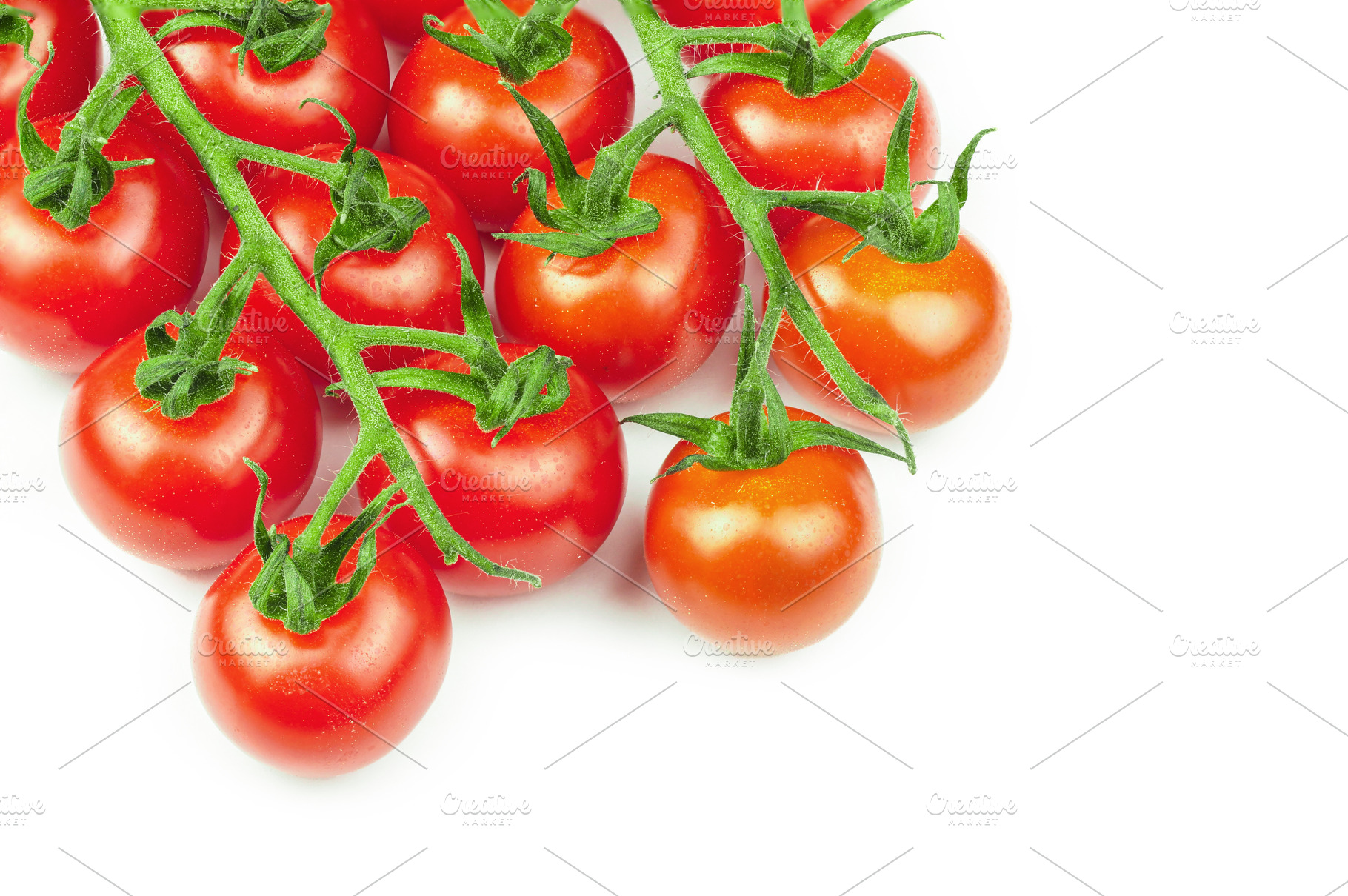 Branches of fresh cherry tomatoes is, a Food & Drink Photo by AlexBush