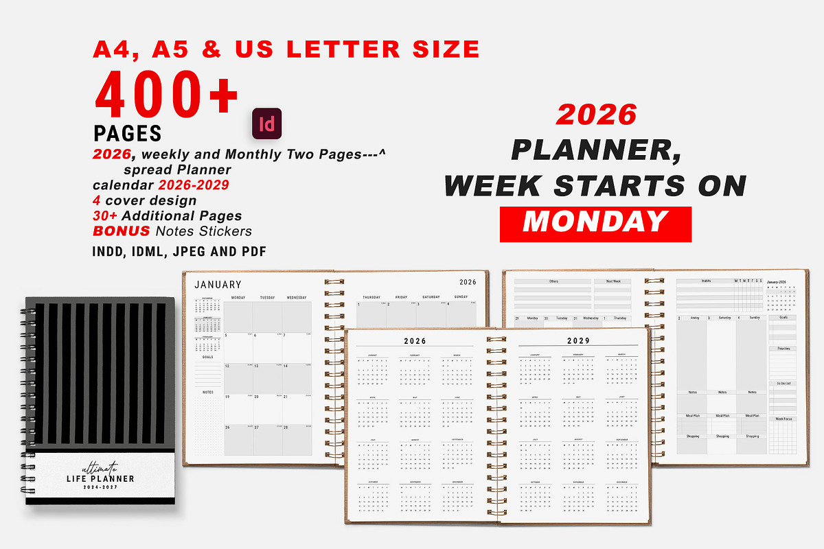 2026 Monday Start Planner Bundle, a Stationery Template by MNT-Creator (Photo 1 of 11)